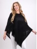 Solid Subtle Panels Poncho W/ Fringe